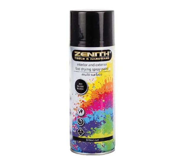 Bulk Pack 4x SprayPaint Zenith 300ml Net GlossBlack Shop Today. Get